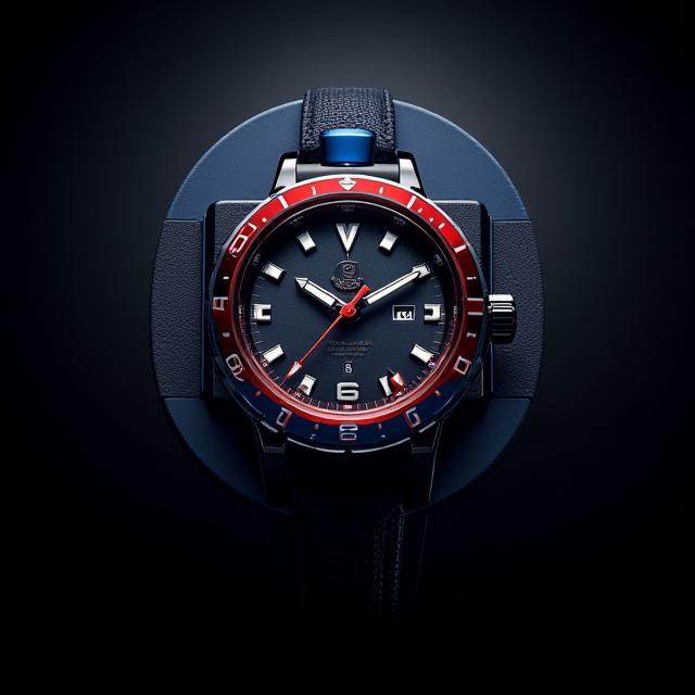 GMT watch with red-blue bezel